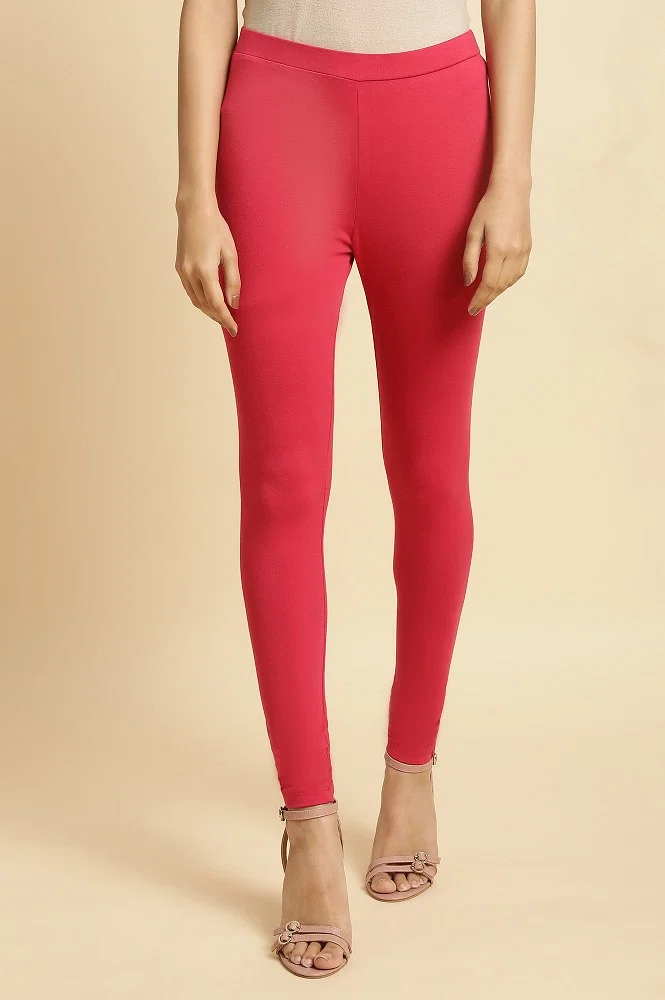 Buy Pink Cotton Jersey Tights Online - W for Woman