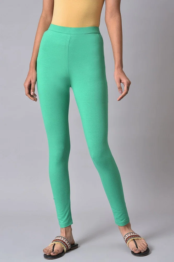 Buy Green Cotton Jersey Tights Online - W for Woman