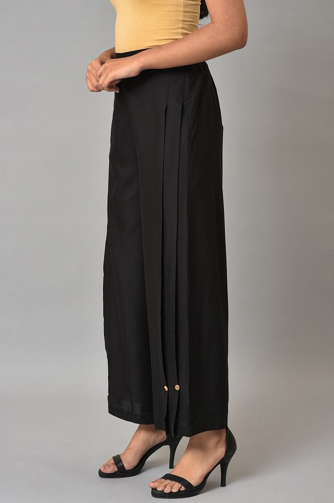 Buy Black Side Pleated Parallel Pants Online  W for Woman