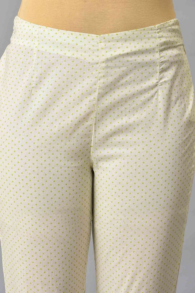 Buy Ecru Cotton Dotted Plus Size Slim Pants Online - W for Woman