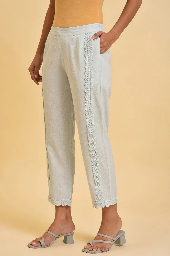 Stylish White Lace Linen Embroidered Linen Pants Women For Women