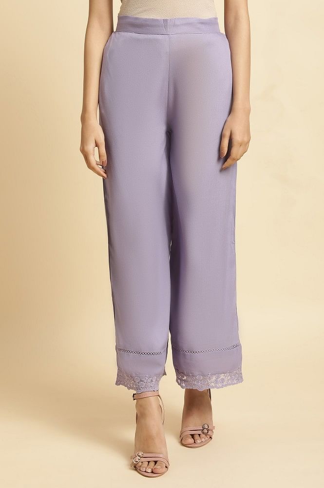 Wide leg pants with tie - Purple | Guts & Gusto