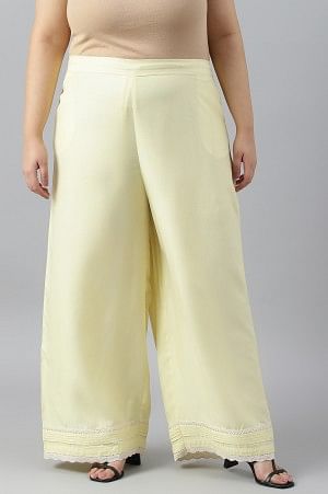 Buy Ecru Parallel Pants With Lace At Hemline Online - W for Woman