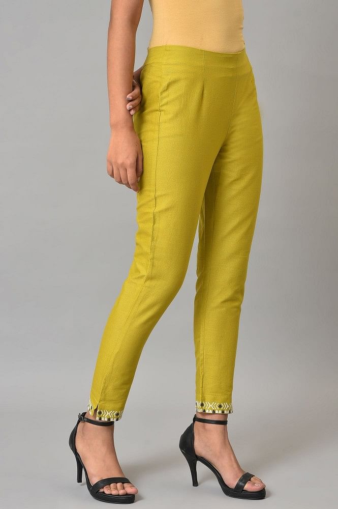 Buy Green Embroidered Slim Pants Online  W for Woman