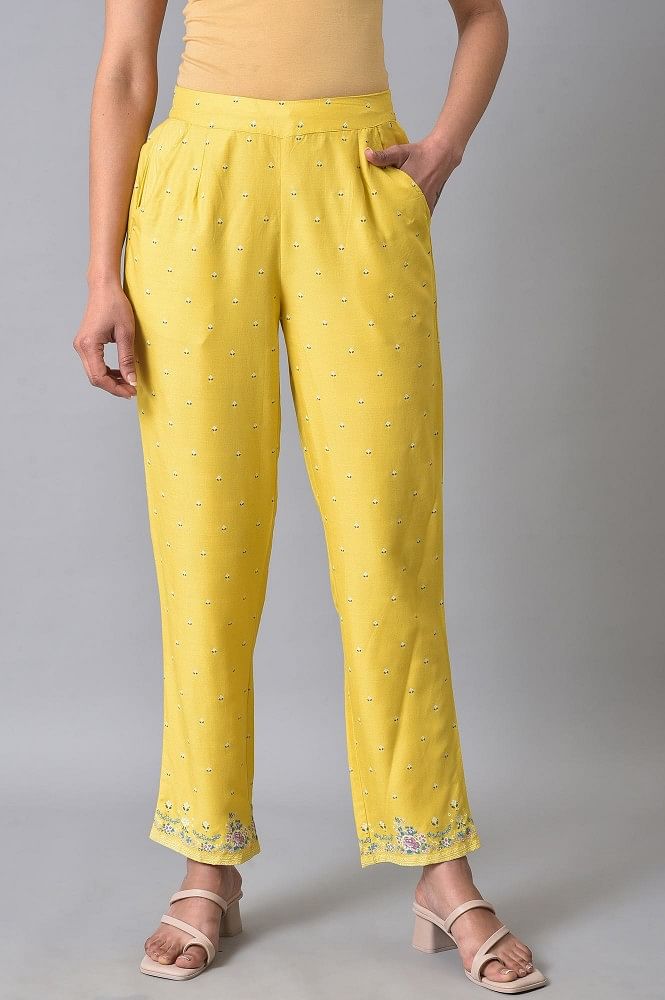 Regular Fit Solid Mustard Cotton Pants  Best Price in 2023 at SKYTICK