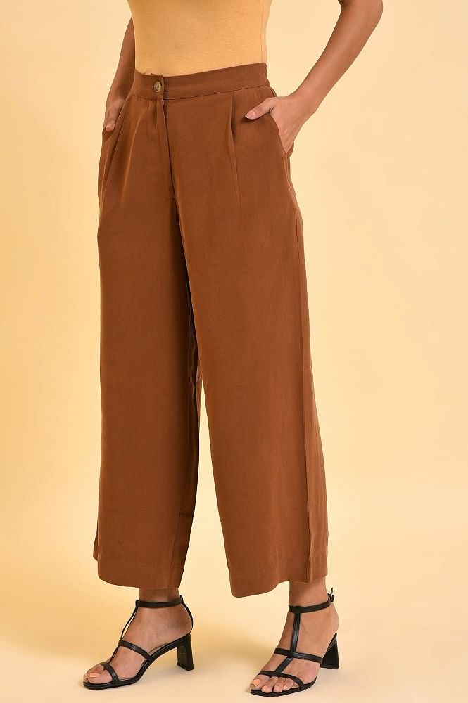 Lemaire Brown Wool Wide Leg Trousers Lemaire