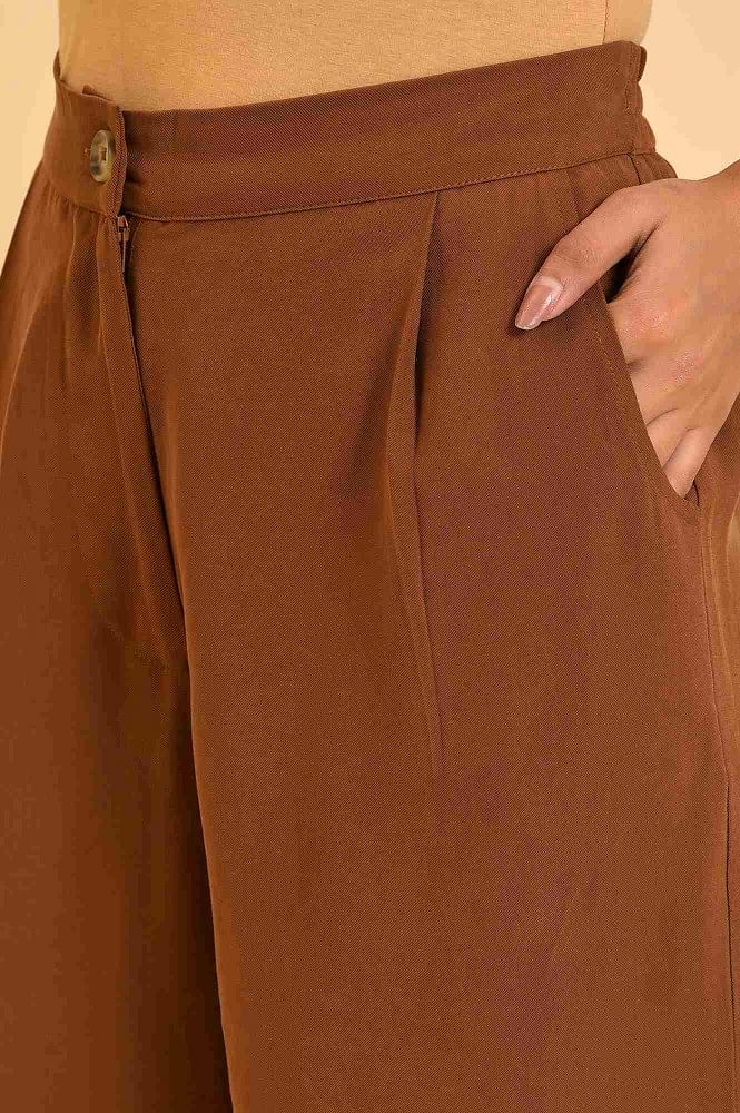Buy Tan WideLeg Trousers Online  Label Ritu Kumar India Store View