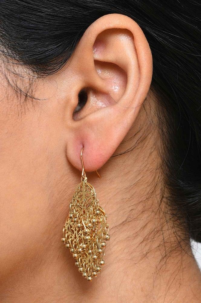 Barbosa Jewelry Gold Filigree Earrings with Crystal Drops