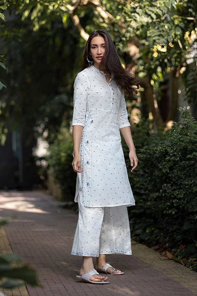 Buy White Printed Summer Kurta Co-ord Set Online - W for Woman