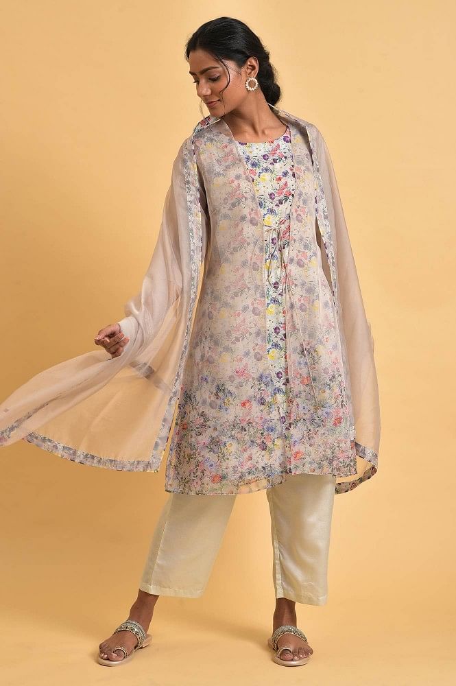 Cream Indo Kurta Set with Embroidered Nehru Jacket | Kurta Jacket | Men –  Laromani