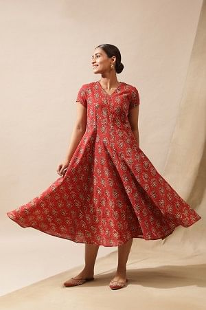 Freida Hand Block Printed Puff Sleeve Cotton Dress – Local Nation