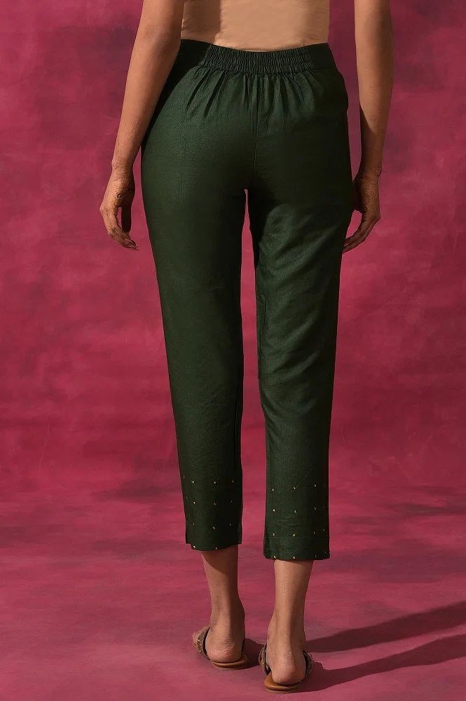 Buy Jungle Green Slim Pants Online - W for Woman