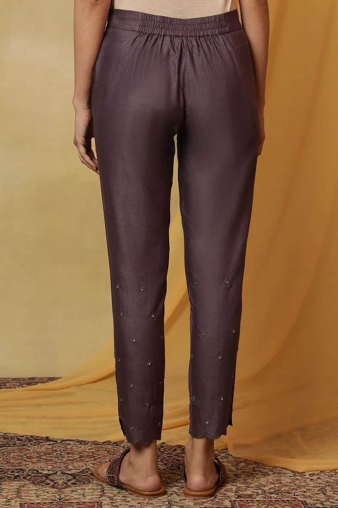 Satin pants with elastic waist - Women