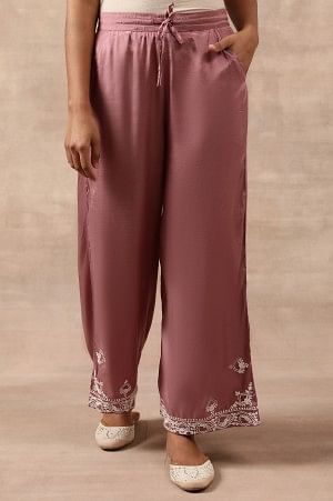 Buy Lili Women's Wide Leg High Elastic Waist Floral Print Crepe Palazzo  Pants Regular Plus Size Online at Low Prices in India 