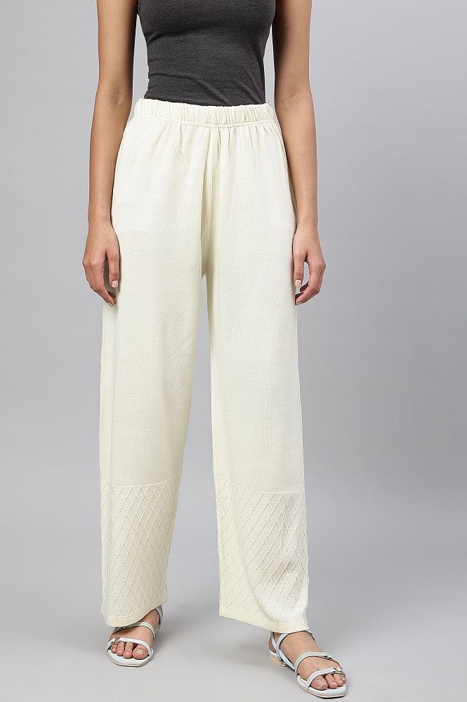 White cotton pants with lace detailing by Jalpa Shah | The Secret Label
