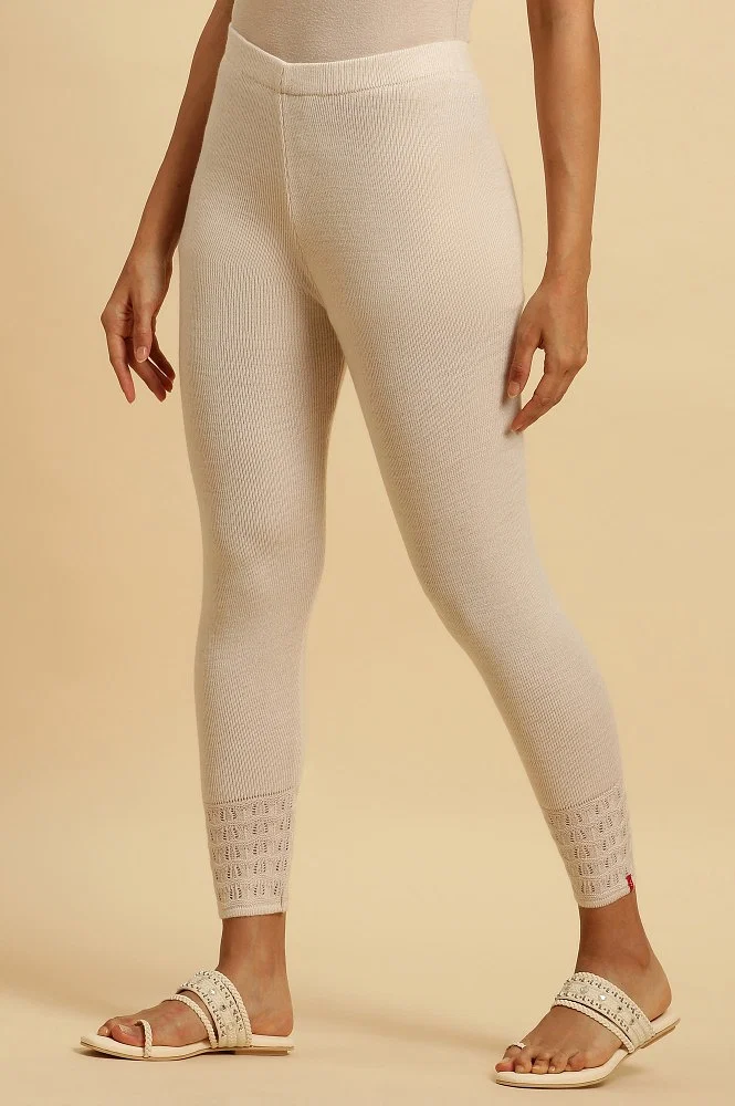 Buy Off White Acrylic Winter Tights Online - Shop for W