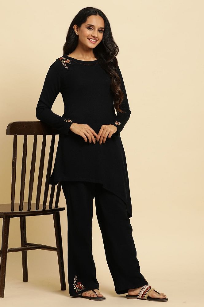 Buy Lxora Women Winter Suit Kashmiri Kani Cutting Double Beam Jacquard,  Blue&Beige Woolen_Unstitched_Suit at Amazon.in