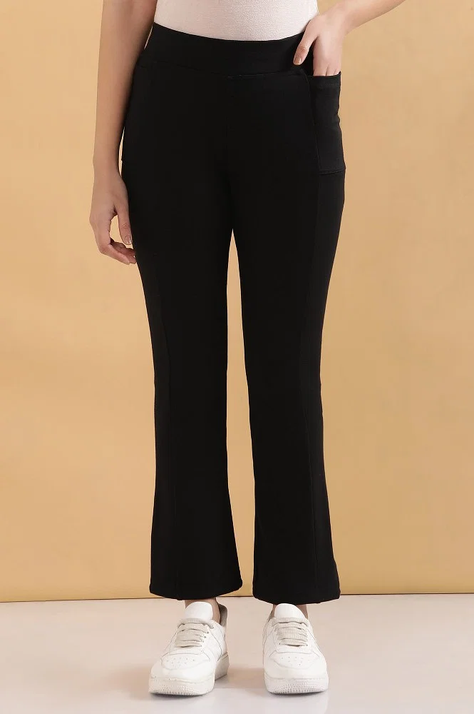 Buy Black Boot Cut Yoga Pants Online - Aurelia