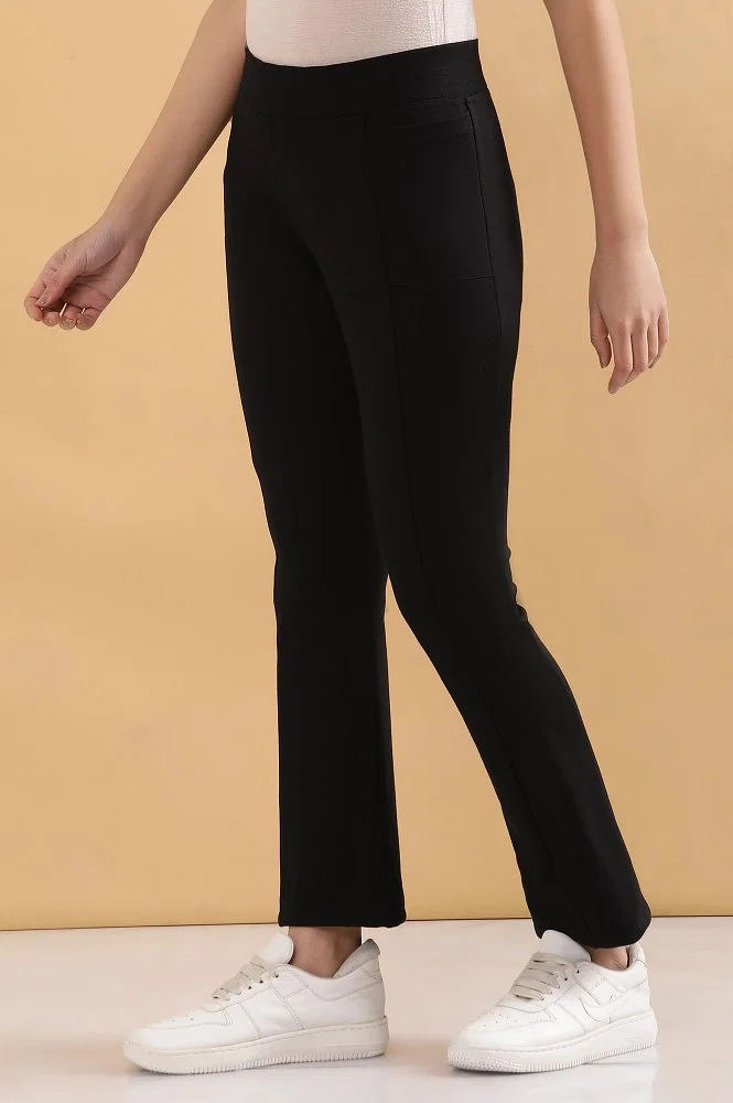 Buy Black Boot Cut Yoga Pants Online - Aurelia