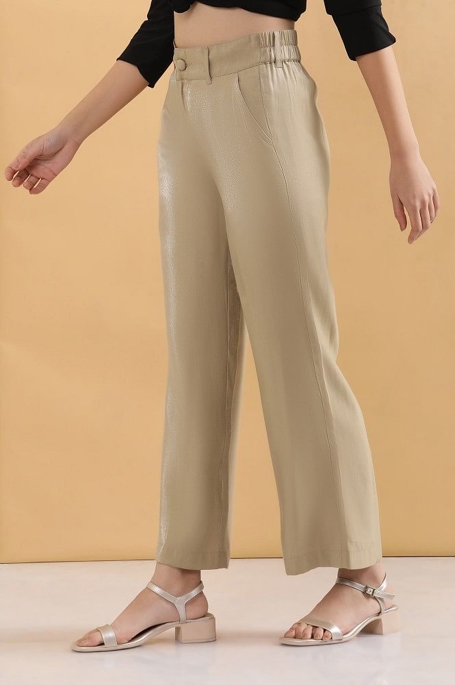 Buy Gold Boot Cut Fir Straight Pants Online - Aurelia