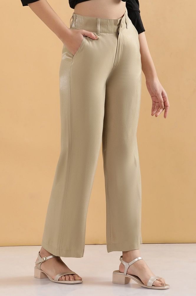 Buy Gold Boot Cut Fir Straight Pants Online - Aurelia