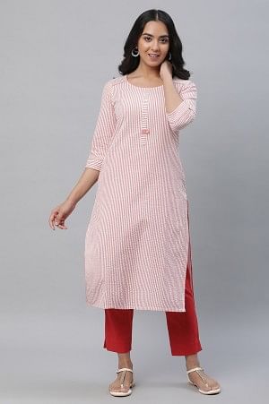 

Peach Stripe Seer Sucker Kurta