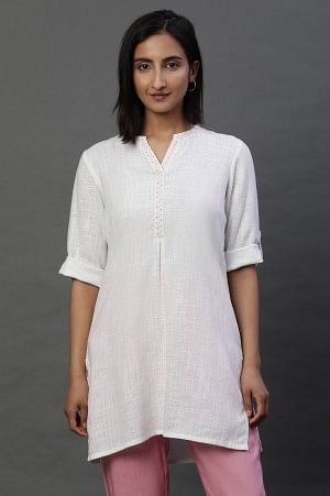Beautiful Women Short Kurti Palazzo Indian Wedding Party Wear White Cotton  Dress | eBay