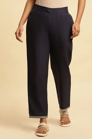 Buy Black Solid Straight Pants Online - W for Woman