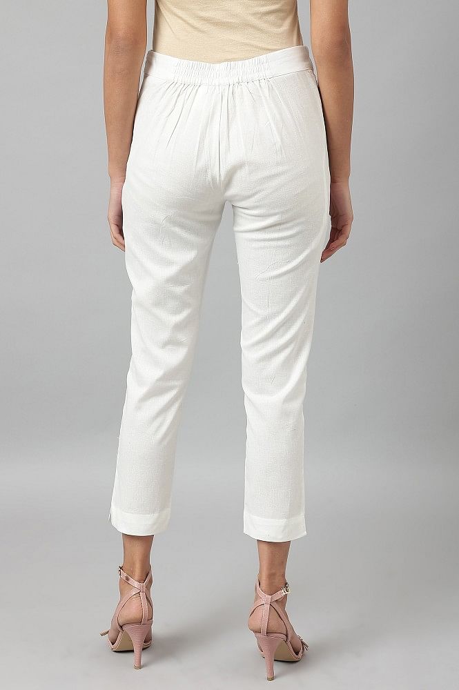 Womens White High Waisted Cargo Trousers With Pocket Detail Slim Fit –  Styledup.co.uk